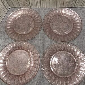 Set of 4 Pink Depression Glass plates
